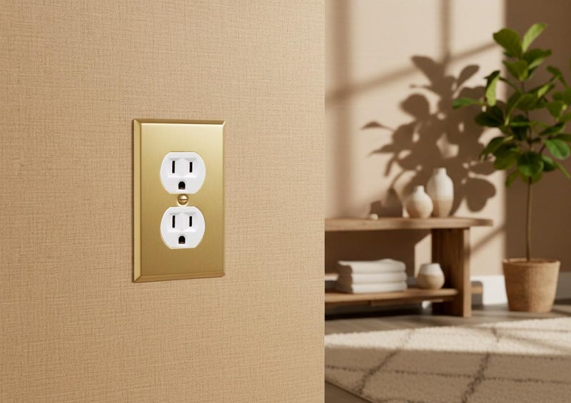Rio Salto BRASS Brushed Gold Metal Duplex Receptacle Wall Plate â€” Outlet Covers Light Switch Cover Switch Plate â€” Signature Collection Decorative Brass Wall Plates 10-Pack Standard Size 2.75" X 4.50" - Image 2