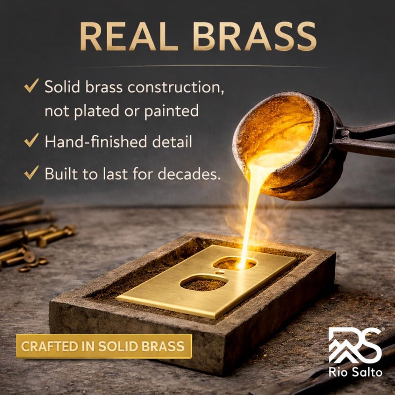 Rio Salto BRASS Brushed Gold Metal Duplex Receptacle Wall Plate â€” Outlet Covers Light Switch Cover Switch Plate â€” Signature Collection Decorative Brass Wall Plates 10-Pack Standard Size 2.75" X 4.50" - Image 3