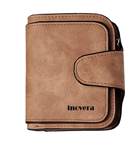 INOVERA (LABEL) Faux Leather Tri-fold Fashion Card Coin Small Clutch Wallet For Women (KK29) - Brown - Image 1