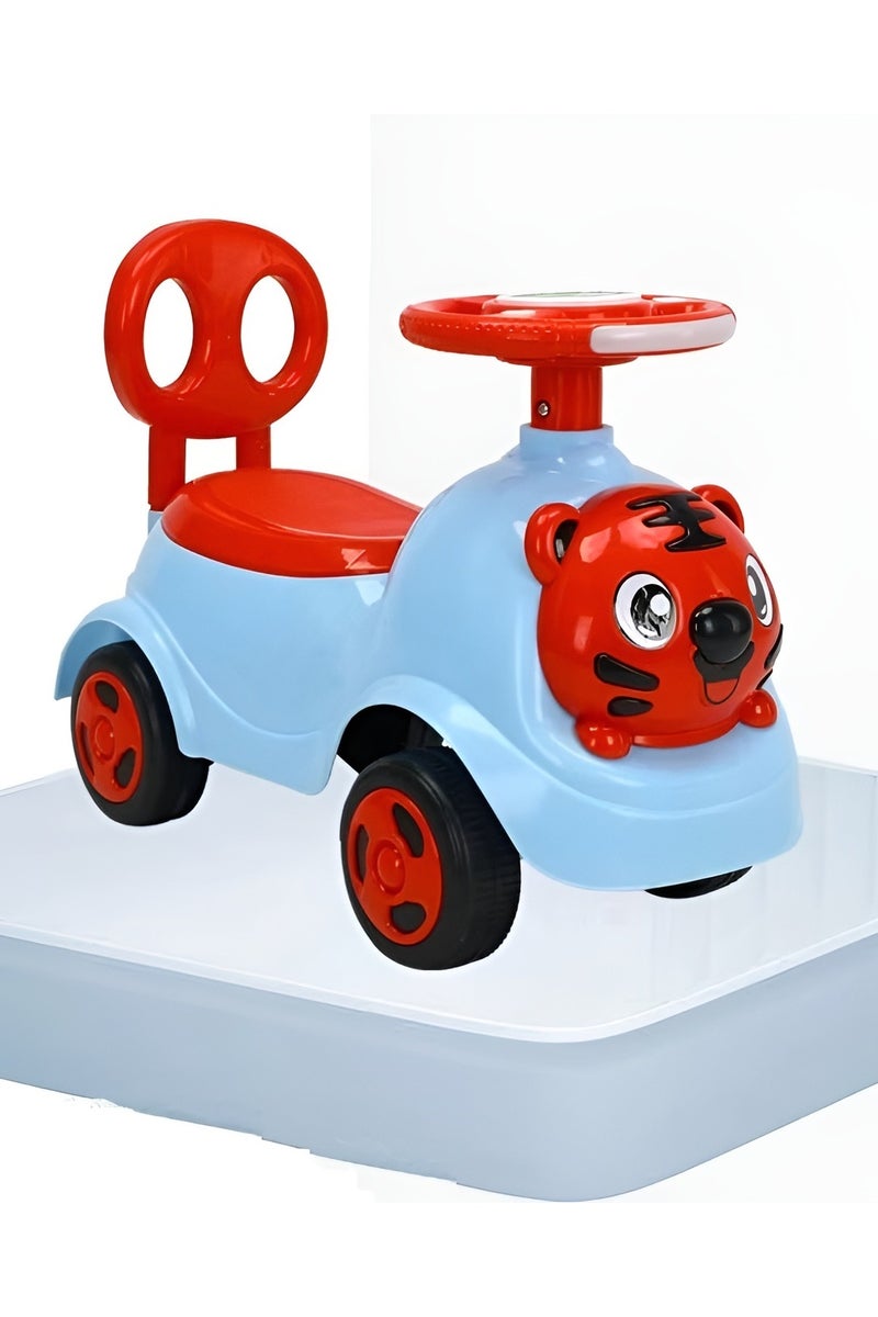 Red  Blue Tiger Ride-On Push Car for Toddlers – Fun Animal Toy Vehicle with Steering Wheel – Ages 1-3 - Image 4