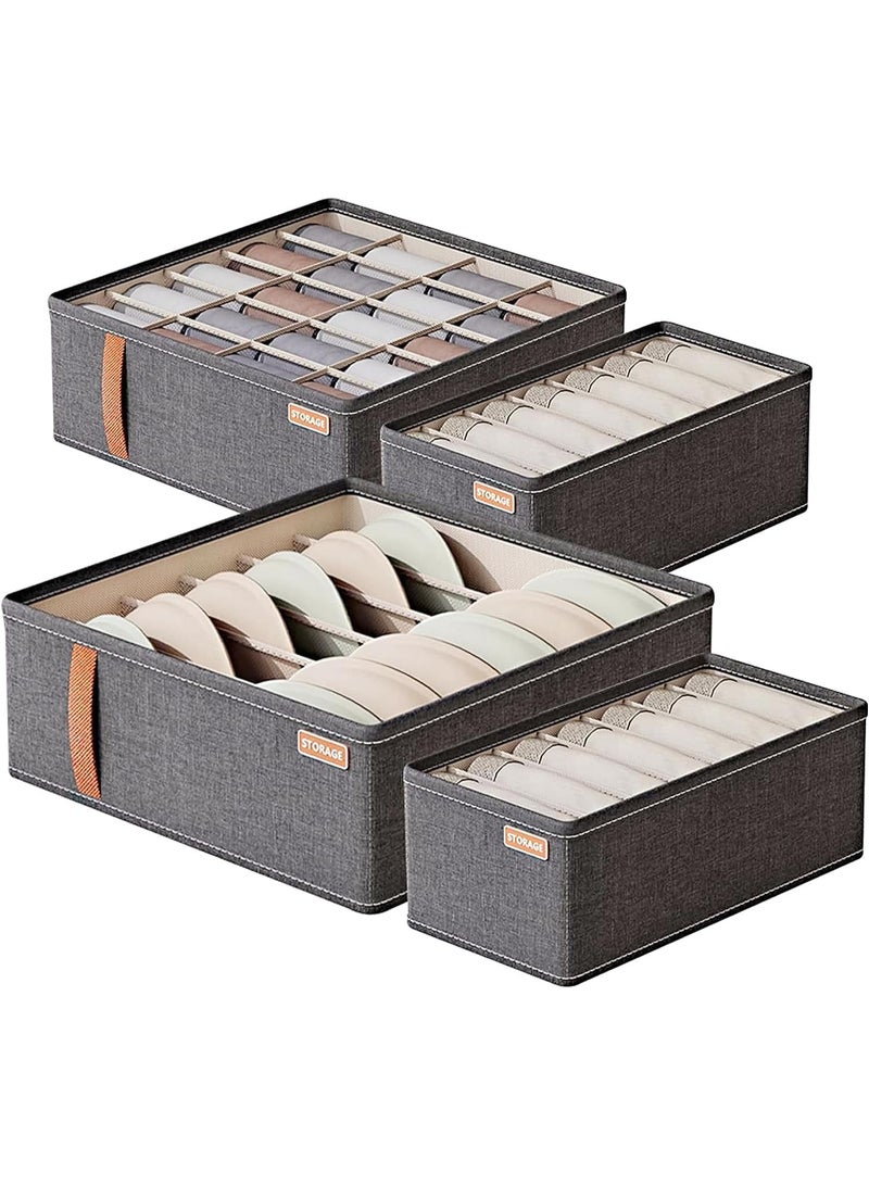 4 جهاز كمبيوتر شخصي منظم الملابس الداخلية، 40 خلية قابلة للطي خزانة المنظمين تخزين مربع مجموعة لدرج، الجوارب، الصدرة الداخلية، ربطات، ملابس الأطفال (أ) - Image 1