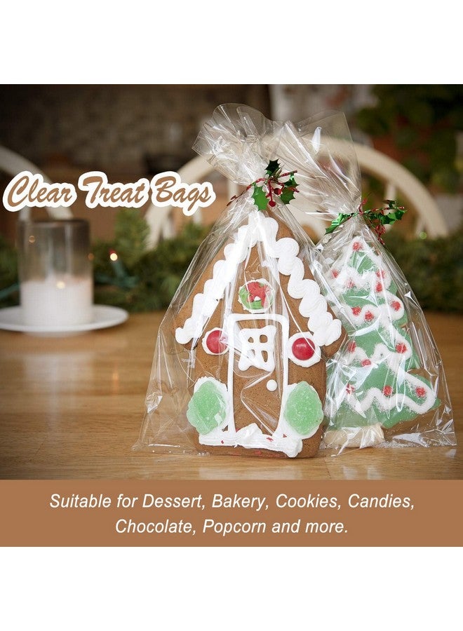 موريباك أكياس هدايا من السيلوفان، 5×7 بوصات من أكياس السيلوفان الشفافة، 200 كيس من البلاستيك مع 200 رباط ملتوي لتغليف الهدايا، وتغليف الحلوى، والحلويات، والمخبوزات، والبسكويت، والشوكولاتة، وهدايا الحفلات - Image 3