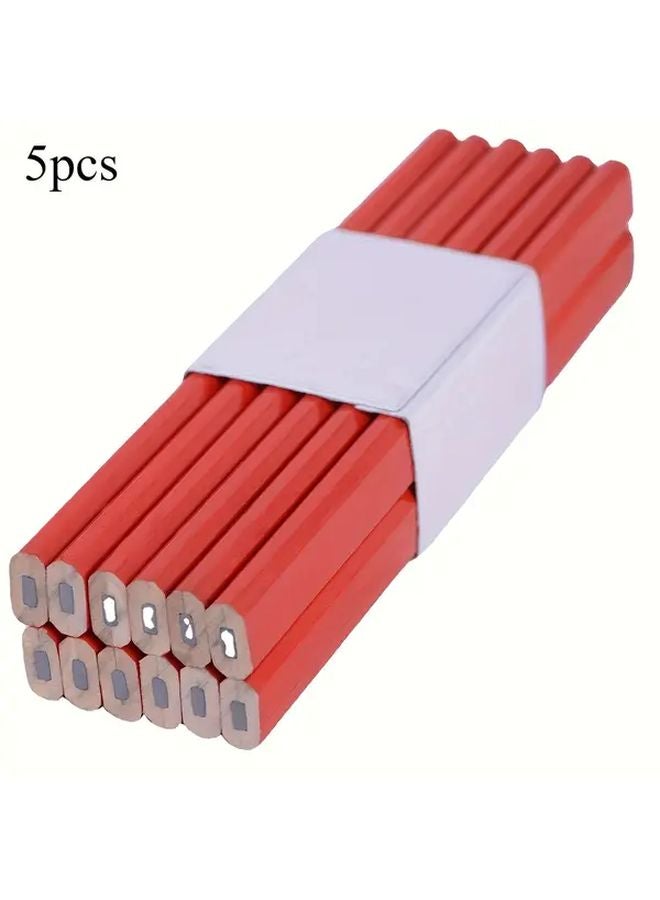 5pcs Flat Tip Carpentry Pencils Heavy Duty Construction Non Slip Grip for Woodworking Drafting - Image 5