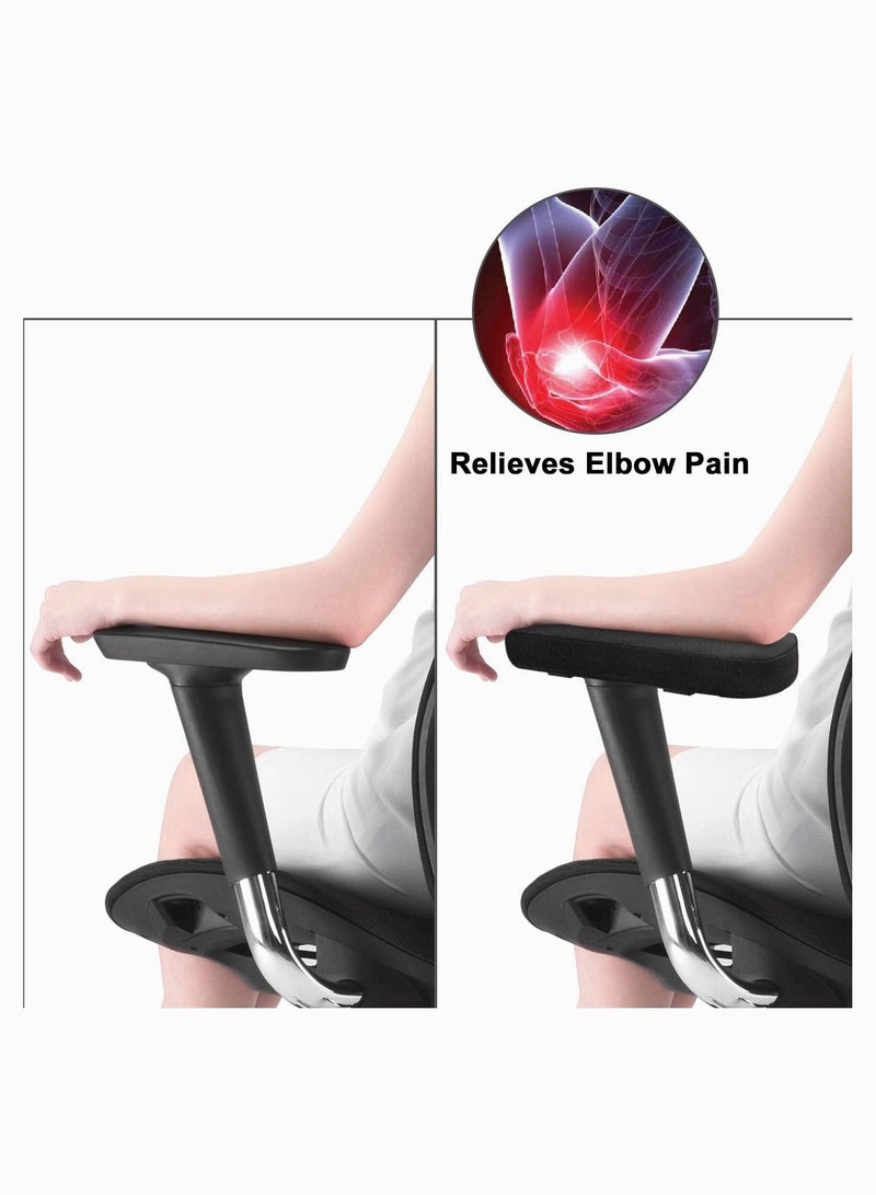 وسادات مسند الذراع للكرسي، فوم ميموري عالي الكثافة مريح، أغطية مسند الذراع للكرسي المكتبي والألعاب عالمية للراحة من الضغط على المرفقين والساعدين، مجموعة من 2 (أسود) - Image 3