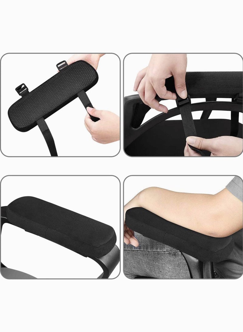وسادات مسند الذراع للكرسي، فوم ميموري عالي الكثافة مريح، أغطية مسند الذراع للكرسي المكتبي والألعاب عالمية للراحة من الضغط على المرفقين والساعدين، مجموعة من 2 (أسود) - Image 5