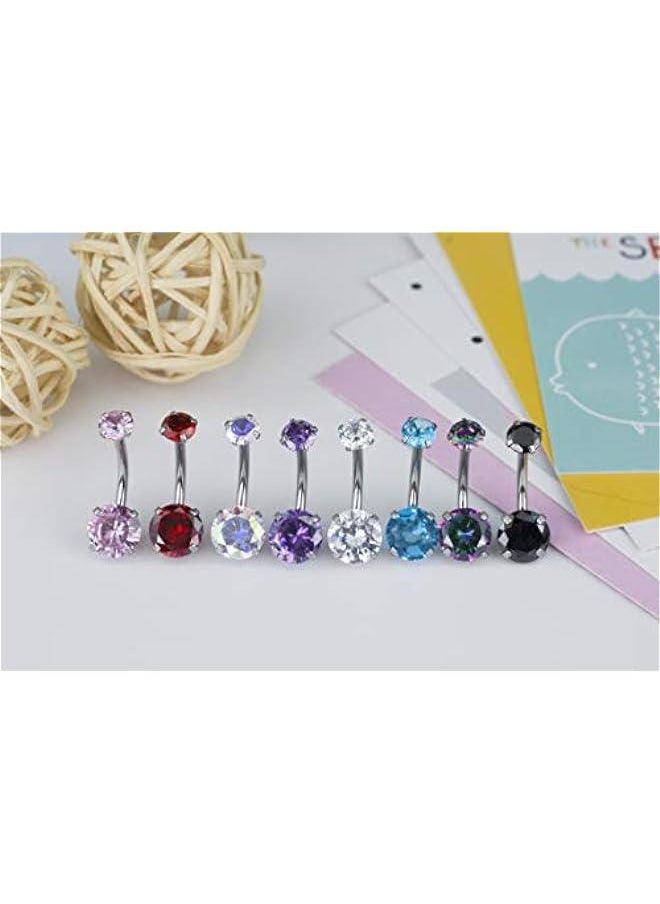 Generic 14G Belly on Rings Surgical Stainless Steel Round Cubic Zirconia Navel Barbell Stud Body Piercing Ear Studs  - Image 4