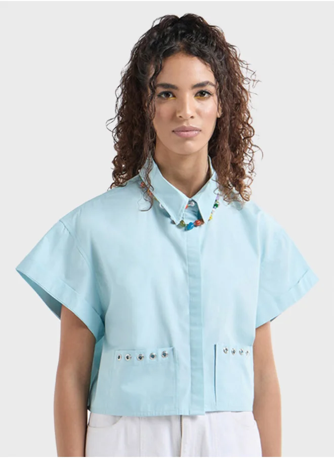 فاف Drop Shoulder Pocket Detail Shirt