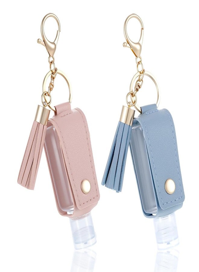 BdelrinQue 2 PCS Sanitizer Holder for Bags, Sanitizer Keychain, Light Blue and Pink, Portable Key Chains Rings for Travelers(Empty Bottle) - Image 1