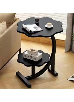 Small table modern corner table two-tier bedside table Nordic oval table living room with storage shelves small coffee table side cabinet