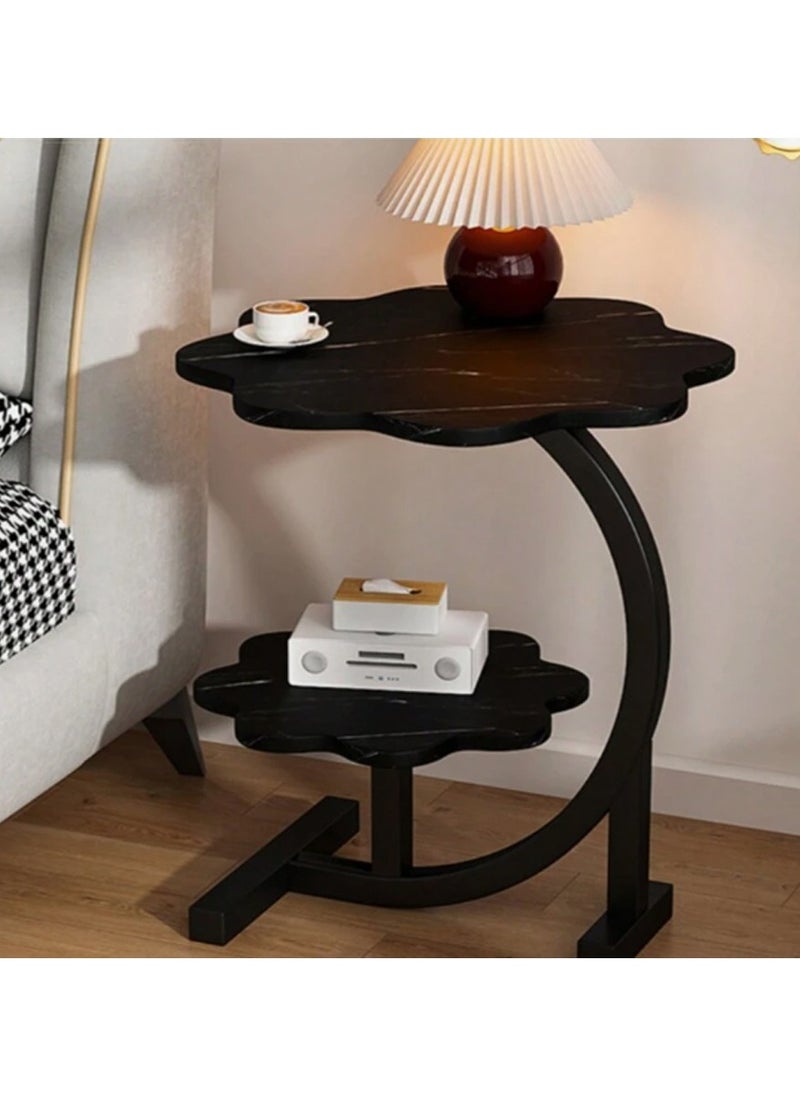 DubaiGallery - Small table modern corner table two-tier bedside table Nordic oval table living room with storage shelves small coffee table side cabinet - Image 1