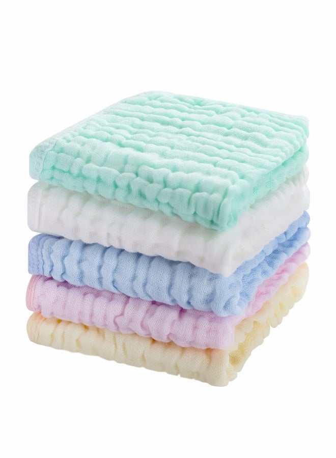 Baby Muslin Washcloths, Natural Purified Muslin Cotton Baby Wipes 6 Layer Absorbent Soft Newborn Baby Face Towel for Sensitive Skin, Baby Registry as Shower 5 Pack 10x10 inches - Image 1