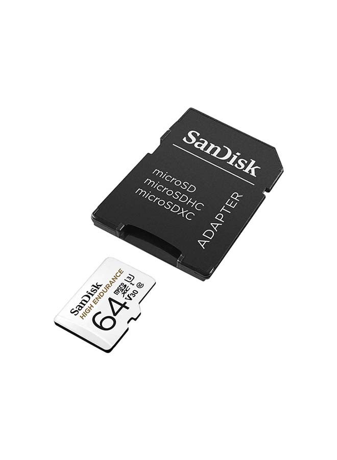 sandisk High Endurance microSDXC + SD Adapter - for dash cams & home monitoring, up to 5,000 Hours, Full HD / 4K videos, up to 100/40 MB/s Read/Write speeds, C10, U3, V30 64 GB SDSQQNR-064G-GN6IA - Image 2