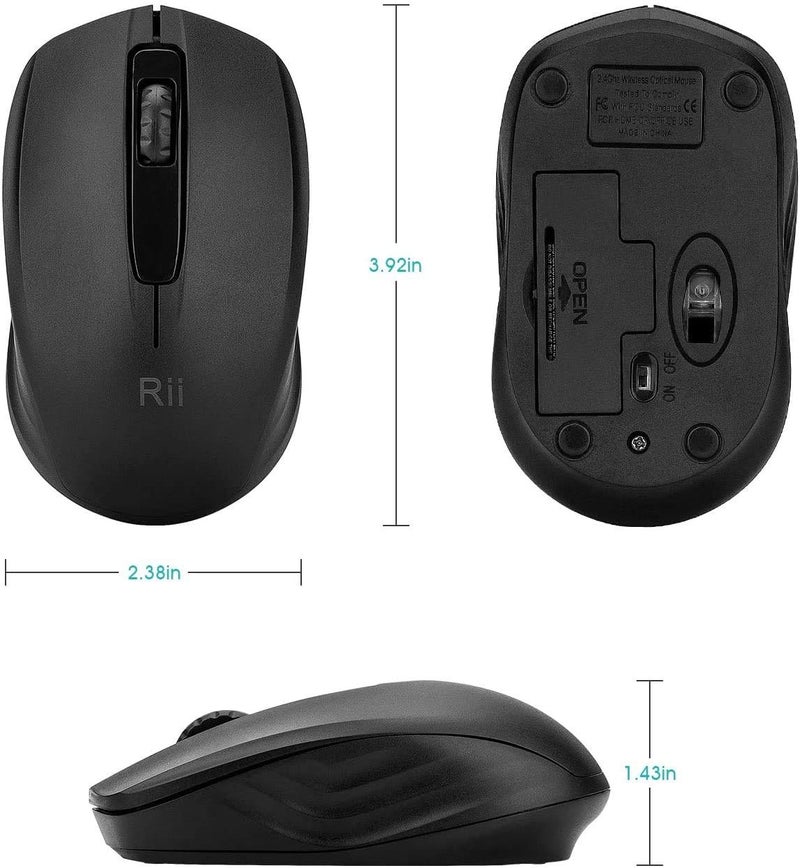 Rii 10-Pack Wireless Mouse 1000DPI for PC, Laptop, Windows,Office Included Wireless USB dongle (Black) - Image 2