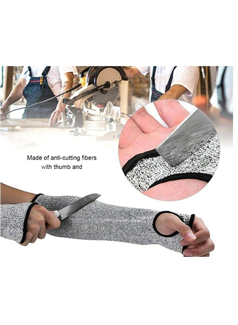 KASTWAVE Cut Resistant Sleeves Proof Gloves,18-Inch Cut Resistant Knit Sleeves grade 5 anti-cut Safety Glove,1 set Anti-cut arm cover for Kitchen Butcher Outdoor Work Protective Hands - Image 2