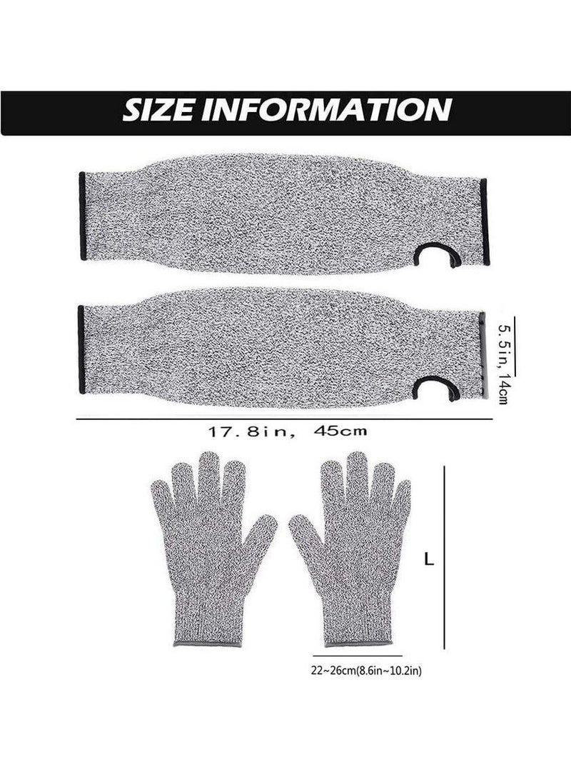 KASTWAVE Cut Resistant Sleeves Proof Gloves,18-Inch Cut Resistant Knit Sleeves grade 5 anti-cut Safety Glove,1 set Anti-cut arm cover for Kitchen Butcher Outdoor Work Protective Hands - Image 4