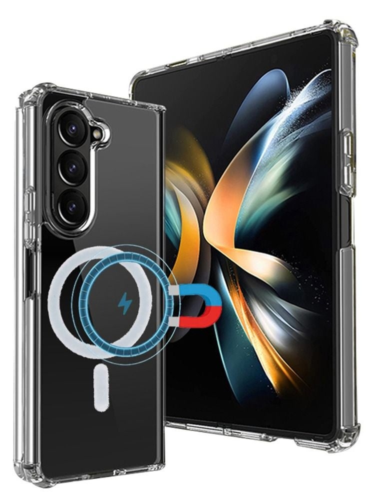 LEDIN Magnetic Clear Case for Samsung Galaxy Z Fold 5 Compatible with MagSafe, Military-Grade Protection, Phone Bumper - Image 5