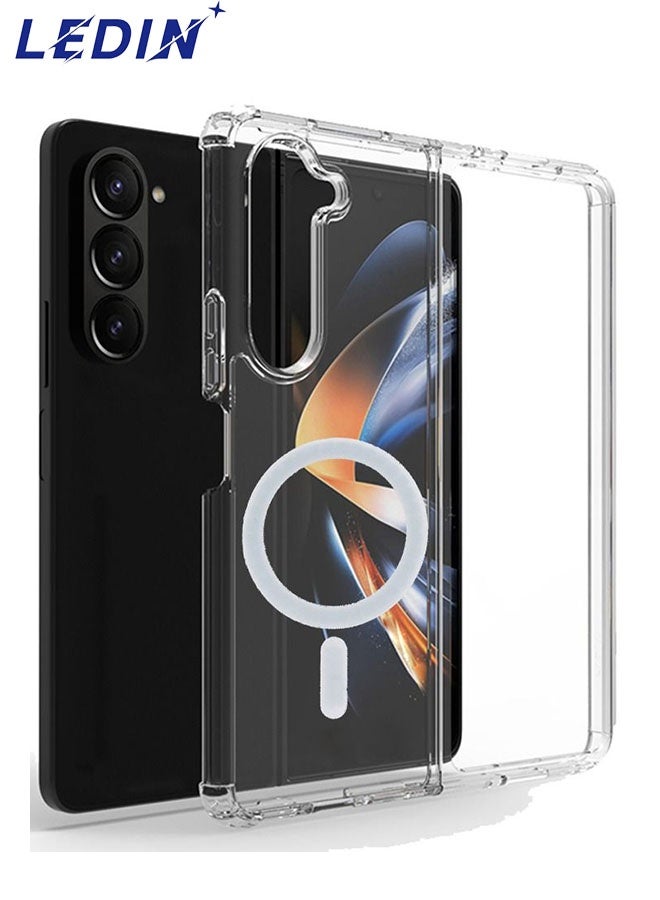 LEDIN Magnetic Clear Case for Samsung Galaxy Z Fold 5 Compatible with MagSafe, Military-Grade Protection, Phone Bumper - Image 1