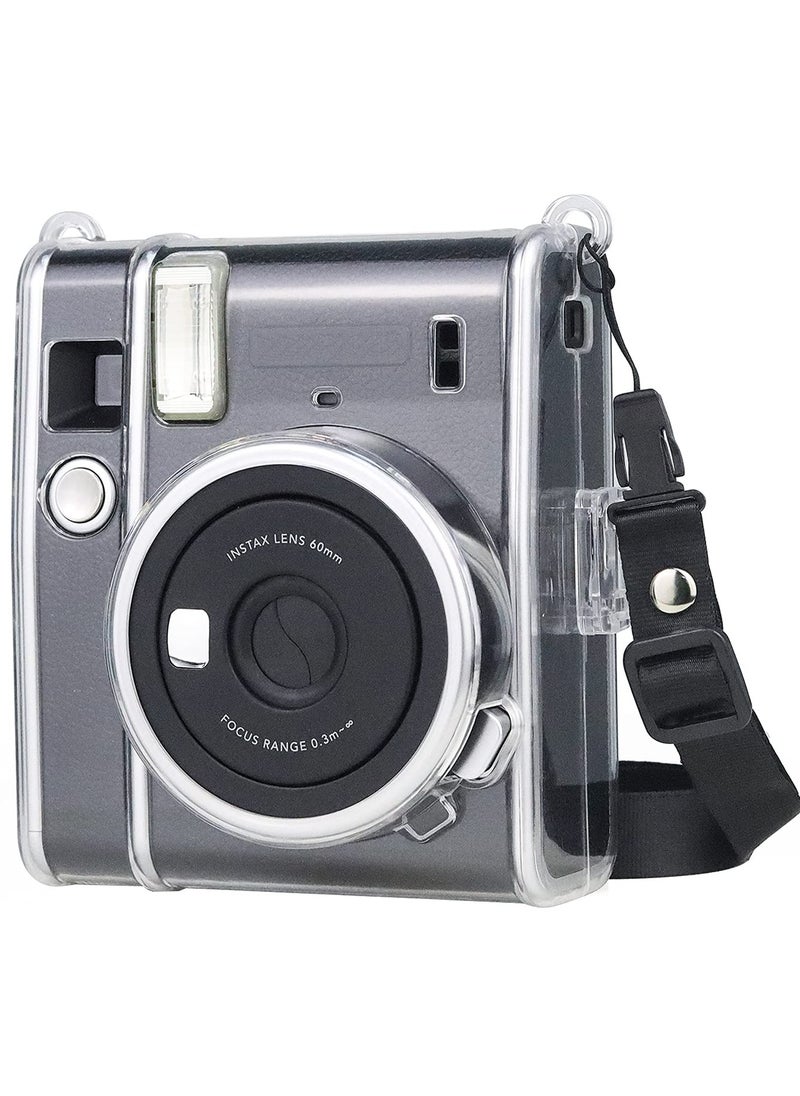 O Ozone - Protective Case for Fujifilm Instax Mini 40 Instant Film Camera Crystal Hard Shell PVC Protective Cover with Adjustable Shoulder Strap-Clear - Image 1