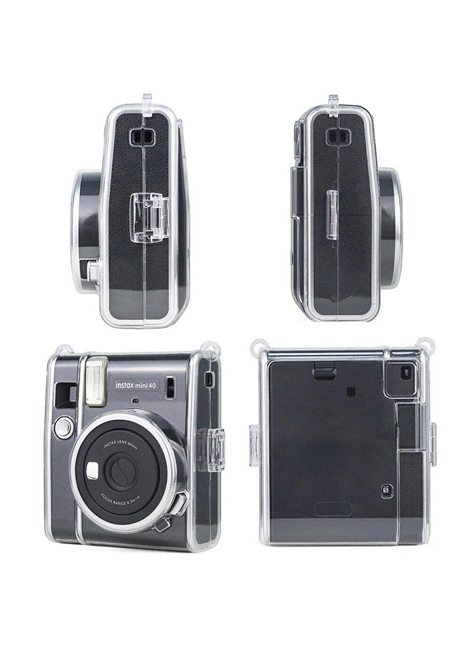 O Ozone - Protective Case for Fujifilm Instax Mini 40 Instant Film Camera Crystal Hard Shell PVC Protective Cover with Adjustable Shoulder Strap-Clear - Image 1