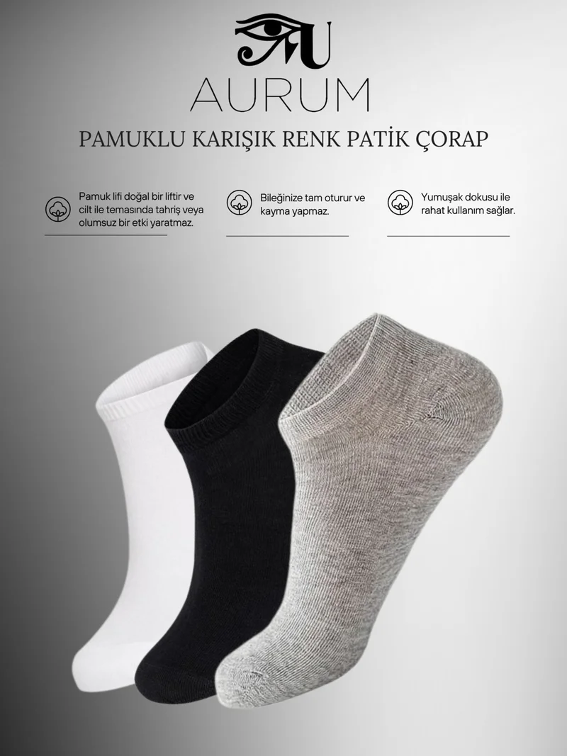 aurumé 12 Pairs Cotton Men - Women Mixed Color Ankle Booties Socks Running and Walking Socks