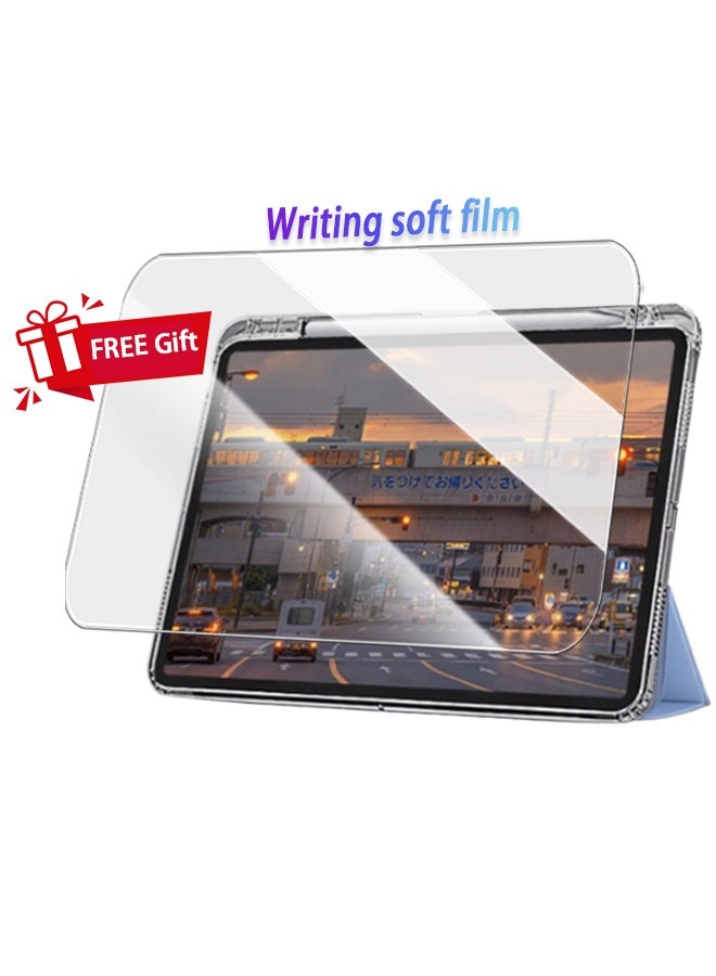 iPad 11th Generation Case (A16 2025) And iPad 10th Generation 10.9 Inch Case, Slim Smart Cover With Pen Slot, iPad A16 Case Tpu Transparent Tri-Fold Stand Smart Wake-Up/ AED 23 Gift Set Anti-Glare Protective Film- Blue - Image 3