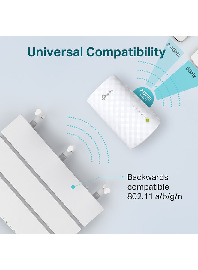 TP-LINK RE200 AC750 Dual Band Mesh Wi-Fi Range Extender 433 Mbps 5GHz and 300Mbps 2.4GHz Speed White - Image 3