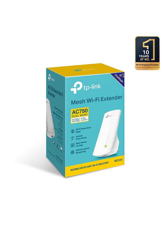 TP-Link RE200 AC750 WiFi Range Extender - White