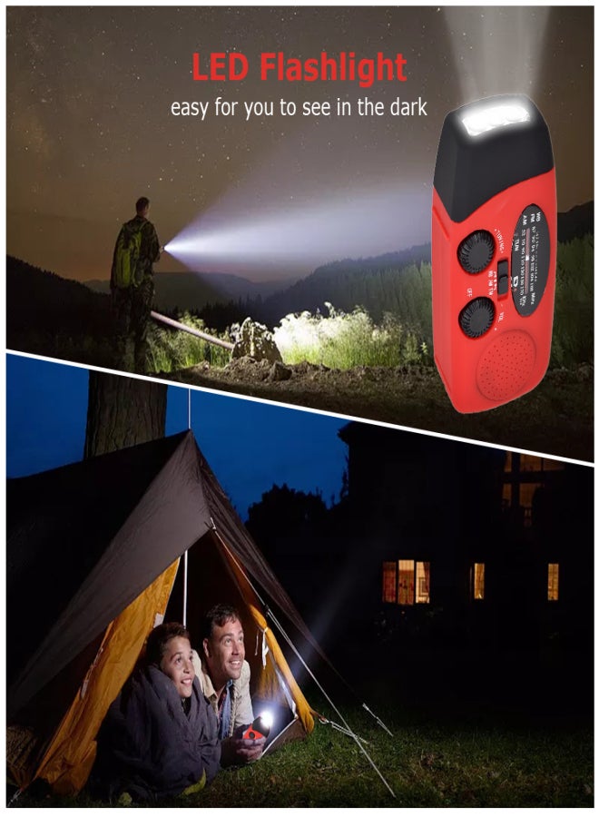 Portable Radio with AM/FM Flashlight Reading Lamp NOAA Weather Power Bank for Emergency Solar Powered Crank Handheld Radio - Image 3