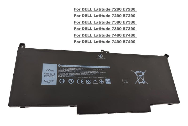 Lynacz Original F3YGT (60WH) Battery For Dell Latitude (7280 7290 7380 7390 7480 7490 E7280) Series, Replace - Image 3