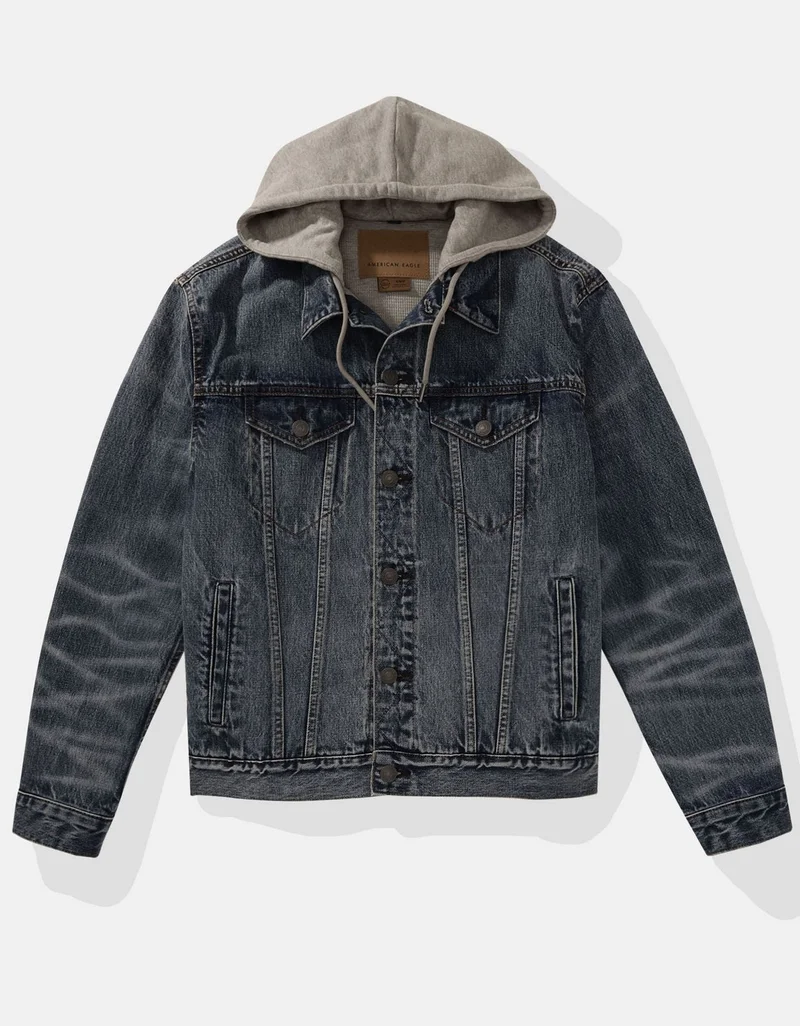 American Eagle  AE Hooded Denim Trucker Jacket for Men | Best Price UAE