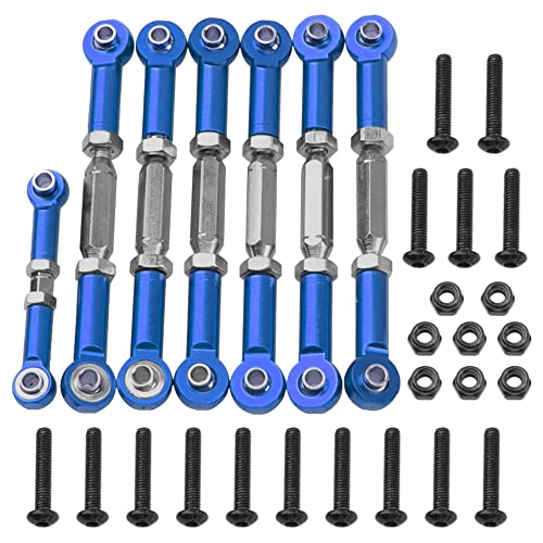 Share Goo 7PCS ShareGoo Adjustable Turnbuckles Camber Links Steering Linkage Rod Ends Sets Compatible with Traxxas Slash 4X4 2WD 110 RC Car Upgrade Parts Blue - Image 1