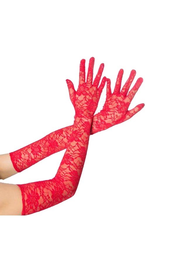 Ocean - Ladies Lace Long Gloves,Women's Long Lace Gloves Floral Lace Gloves Bridal Wedding Gloves Prom Opera Mittens Fancy Dress Gloves Sun UV Protection Driving Gloves for Women（red） - Image 1