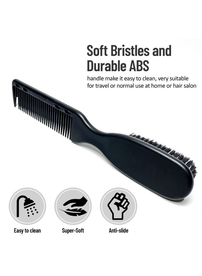 بونيتو فرشاة لحية 2 في 1 مع تنظيف ، مشط قص الشعر ، مقبض بلاستيكي للرجال صالونات تجميل للرجال والنساء للاستخدام المنزلي (أسود) - Image 4