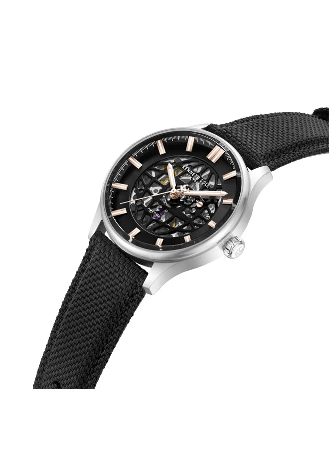 كينيث كول نيو يورك Black Dial Leather Strap Multifunction Watch for Men, 43.5mm