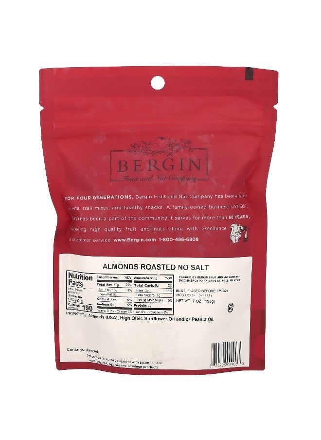Bergin Fruit and Nut Company Bergin Fruit and Nut Company, Almonds Roasted, No Salt, 7 oz (198 g)  - Image 2