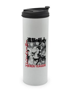 LIT Attack on Titan White Tumbler for Hot Drinks Attack on Titan White Tumbler Manga Comic Style Travel Coffee Tumbler Eren Yeager Comic Comic Strip-Broken Heart  - Image 1
