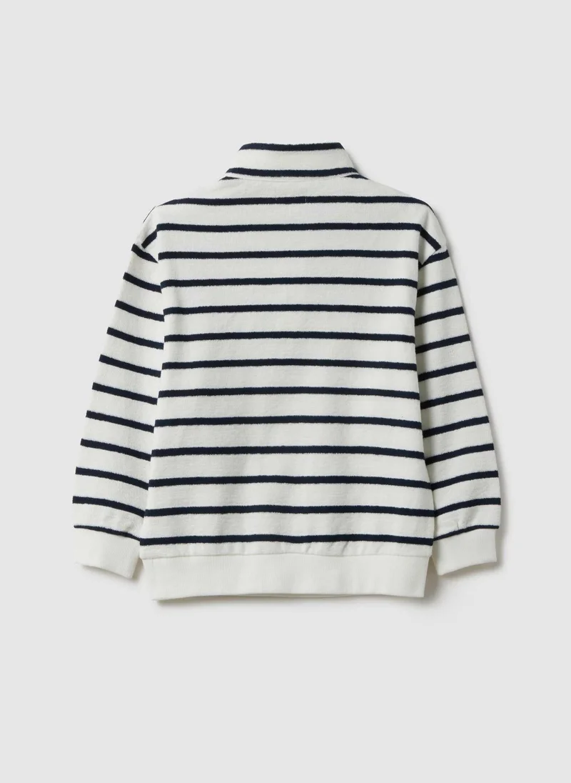 Ovs OVS Kids' White Striped Sweatshirt with Half-Zip