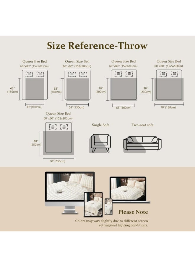 Luxury Plush Throw Blanket - Super Soft Cozy Fuzzy Blanket Faux Fur Blanket Lightweight Blankets Warm Bed Throws for Couch Bed Sofa (W100 x L160CM, White) - Image 4