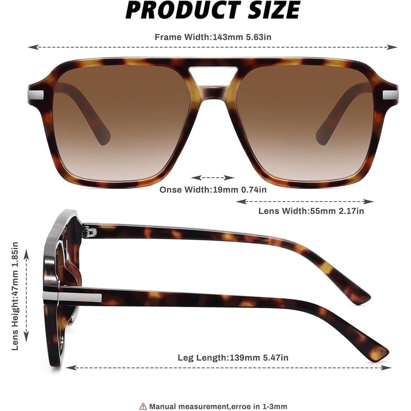 Fozono Retro Aviator Sunglasses for Women Men Trendy Classic Square 70s 80s 90s Vintage Shades Double Bridge Aviators FZN813 - Image 4