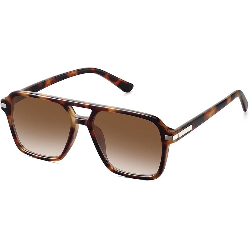 Fozono Retro Aviator Sunglasses for Women Men Trendy Classic Square 70s 80s 90s Vintage Shades Double Bridge Aviators FZN813 - Image 1