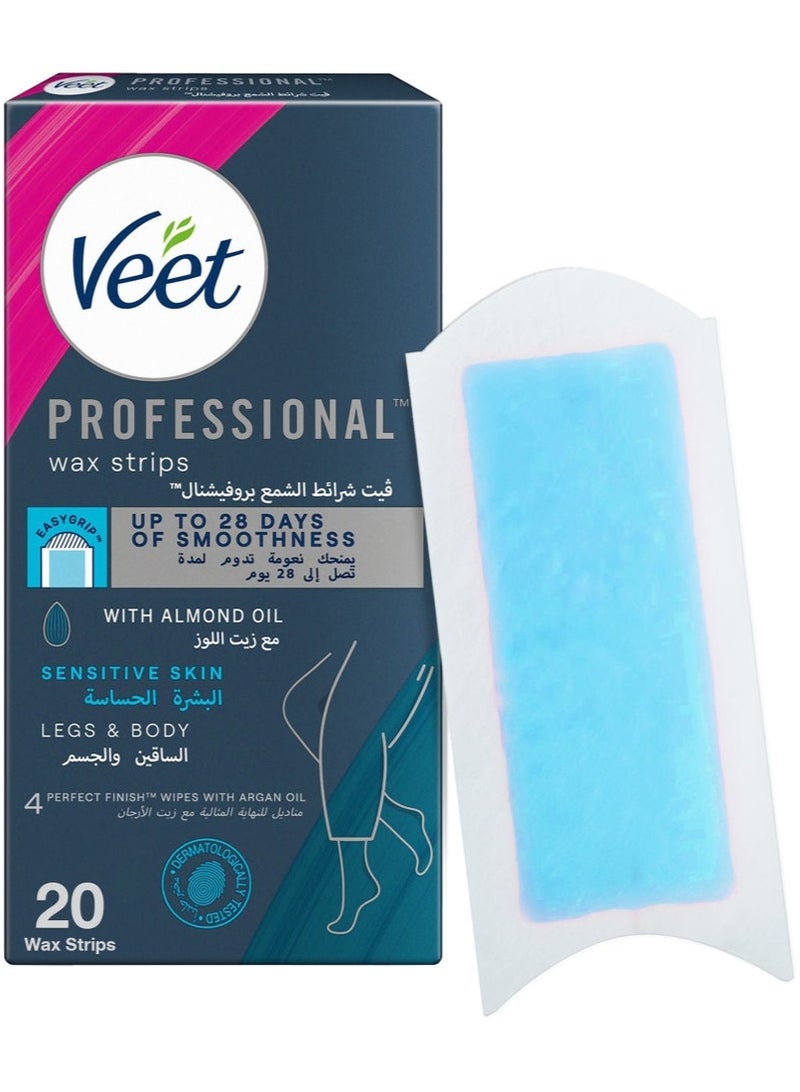 Veet Hair Removal Easy Gel Strips Body And Legs For Sensitive Skin Soothing Almond Oil 20 Strips - Image 2