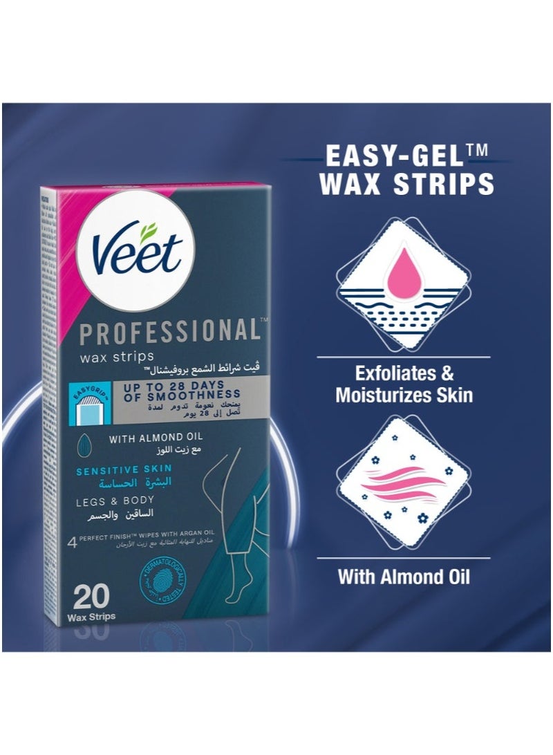 Veet Hair Removal Easy Gel Strips Body And Legs For Sensitive Skin Soothing Almond Oil 20 Strips - Image 4