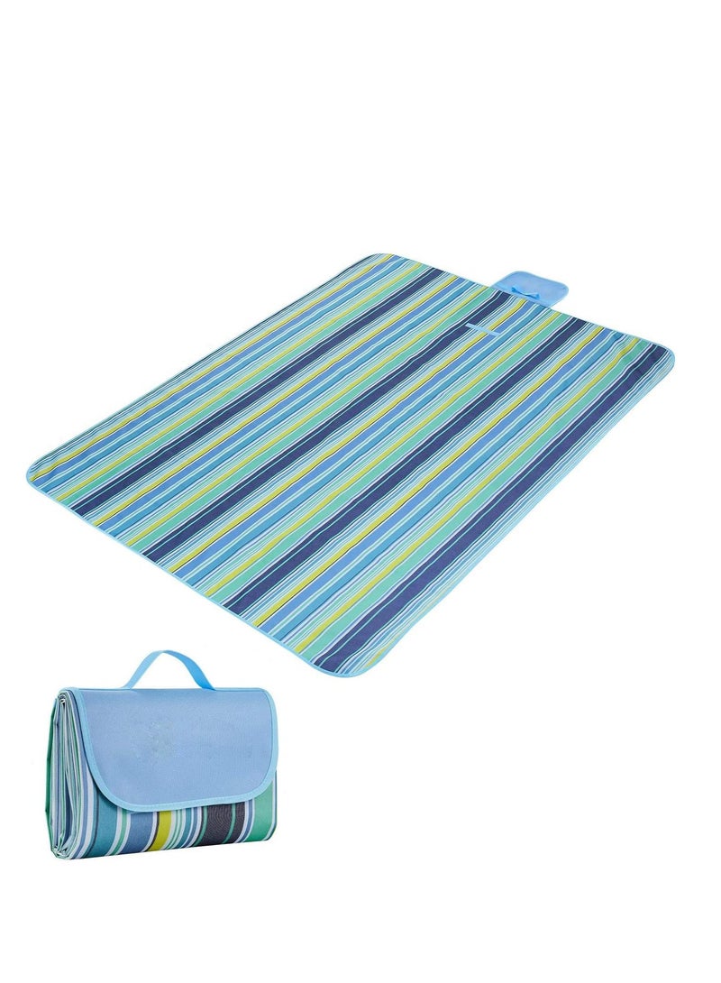 ECVV Waterproof Foldable Outdoor Camping | Mat Widen Picnic Mat Plaid Beach Blanket Baby Multiplayer Tourist Mat Hiking Grass Travel Outdoor Blanket | 145 * 180cm | BLUE | - Image 1