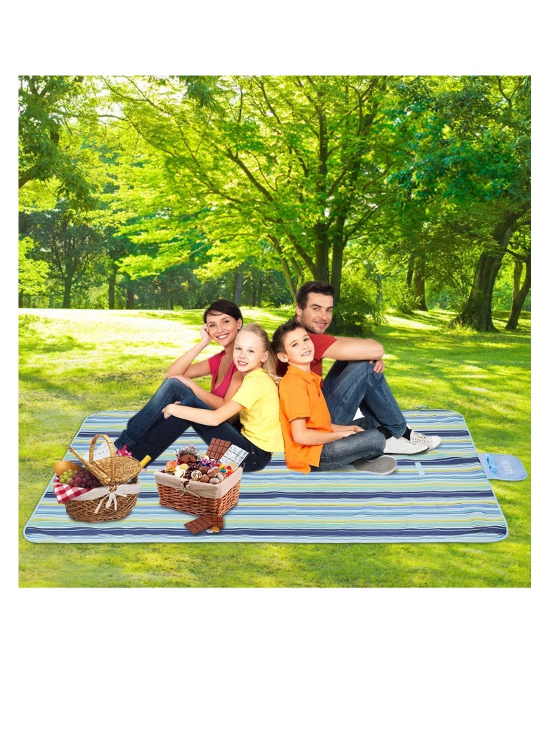 ECVV Waterproof Foldable Outdoor Camping | Mat Widen Picnic Mat Plaid Beach Blanket Baby Multiplayer Tourist Mat Hiking Grass Travel Outdoor Blanket | 145 * 180cm | BLUE | - Image 2