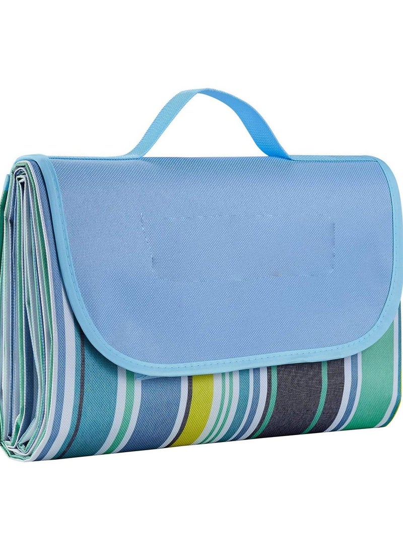 ECVV Waterproof Foldable Outdoor Camping | Mat Widen Picnic Mat Plaid Beach Blanket Baby Multiplayer Tourist Mat Hiking Grass Travel Outdoor Blanket | 145 * 180cm | BLUE | - Image 4