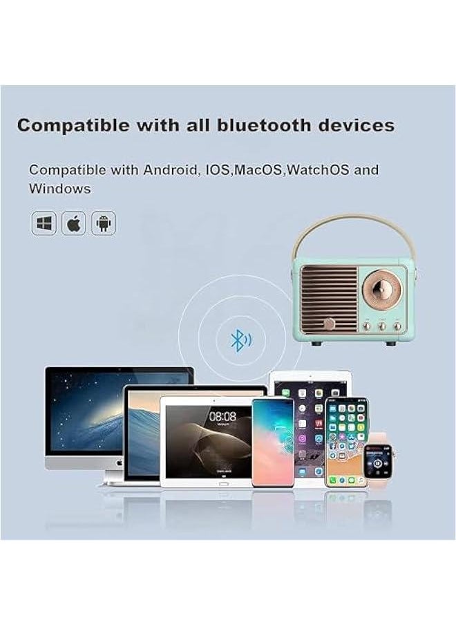 HOOKOR Retro Bluetooth Speaker, Small Wireless Bluetooth Speaker, Vintage Decor Cute Old Fashion Style for Kitchen Desk Bedroom Office Outdoor Accessories for Android/iOS Devices (Blue)  - Image 3
