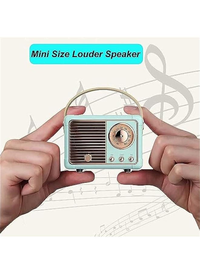 HOOKOR Retro Bluetooth Speaker, Small Wireless Bluetooth Speaker, Vintage Decor Cute Old Fashion Style for Kitchen Desk Bedroom Office Outdoor Accessories for Android/iOS Devices (Blue)  - Image 2