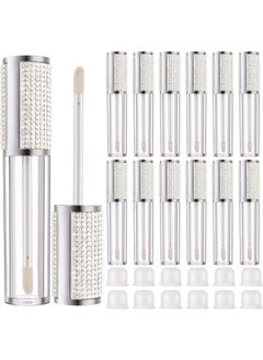 Patelai Patelai 12 Pcs 5 ml Rhinestone Lip Gloss Tubes Crystal Lip Balm Tubes for Empty Bottles Refillable Rhinestone Container Plastic Cosmetic Bottles 