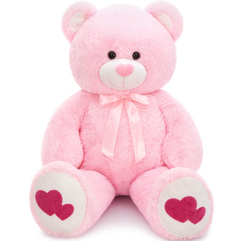 Tezituor Giant Teddy Bear Stuffed Animals Express Your Love Pink with Heart 4ft - Image 3