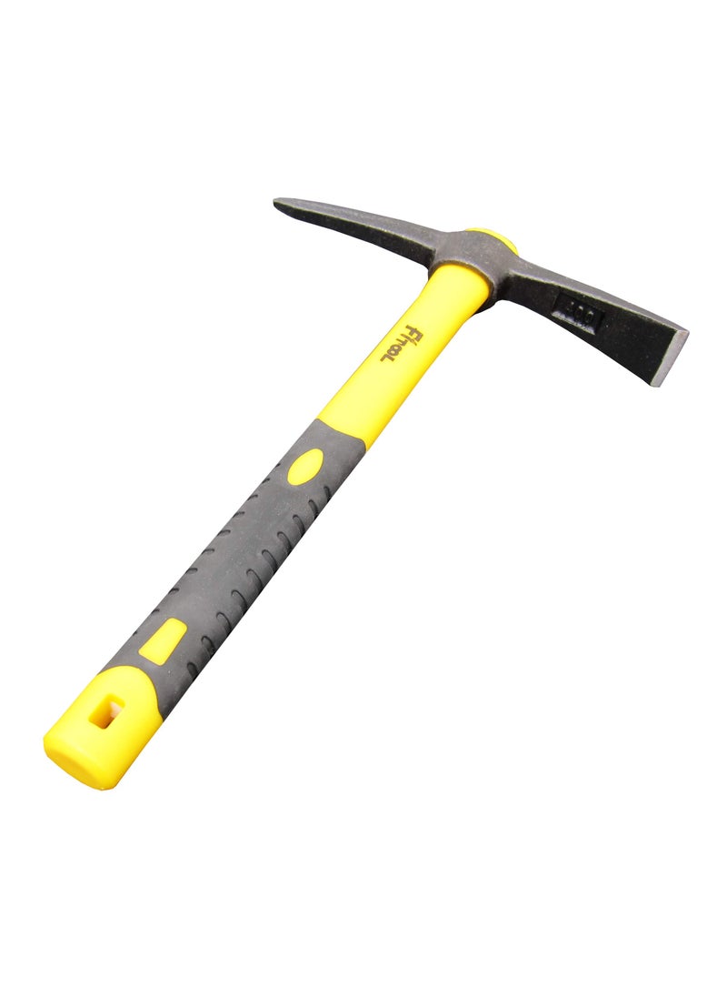 FITOOL Forged Adze Pick, Weeding Mattock Hoe, Pick Axe 15-Inch, One Piece Intact Drop Forged, Plastic Coated Fiberglass Handle, 1.4LB  - Image 1